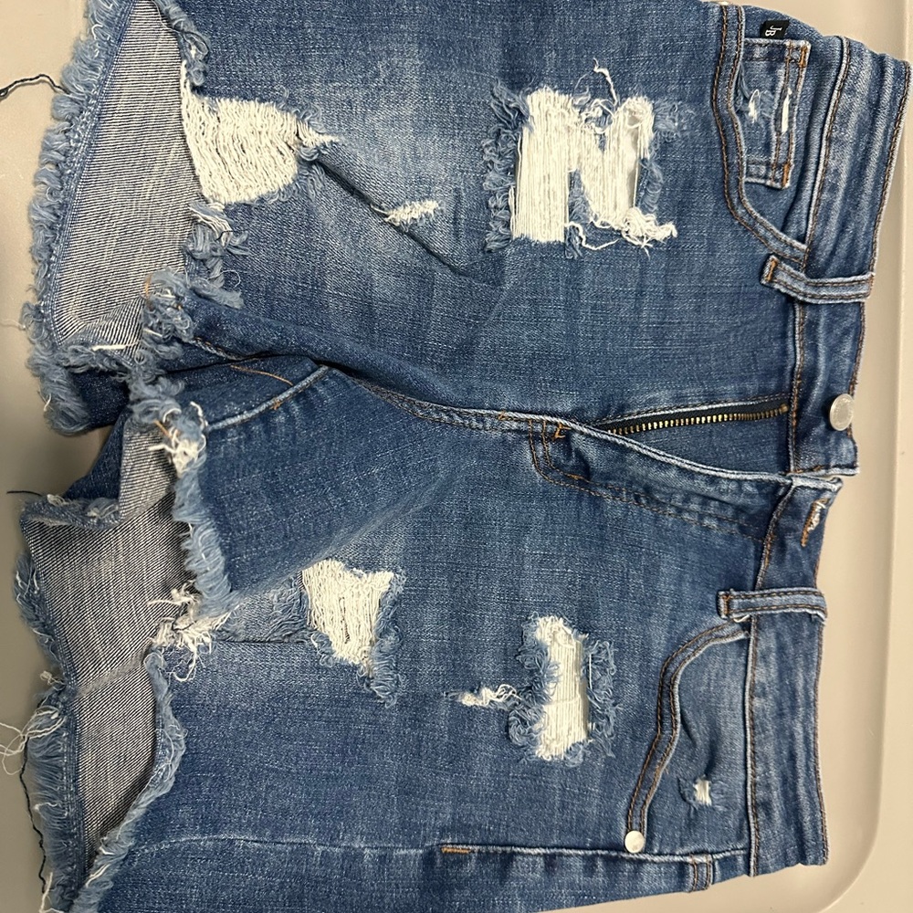 Judy Blue Distressed Blue and White Jean Shorts